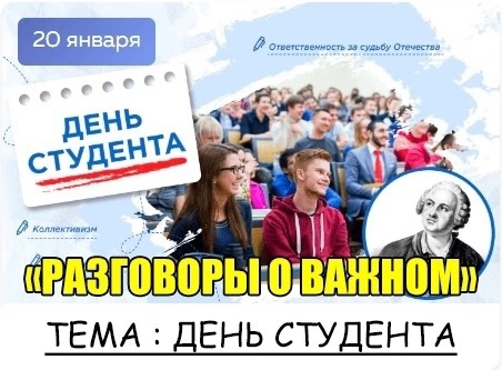 тема разговора &amp;quot;День студента&amp;quot;25 января отмечается День российского студенчества (Татьянин день).